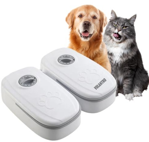 VOLANTRO Automatic Pet Feeder With Ice Pack, 2 Meal Feeder for small Dogs, Dry and Wet Food Dispenser for Cats, 48-hours Timer