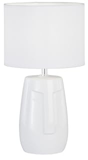 Fischer & Honsel Tischleuchte, Face | weiß| Stoffschirm Chintz weiß| H: 36,50 cm, D: 20,00 cm| mit Schnurschalter| 1x E14 max. 25 Watt ohne Leuchtmittel | 50713