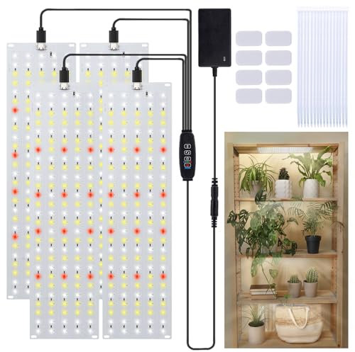 FIVAVA Pflanzenlampe LED Vollspektrum, 135 LEDs x 4pcs Pflanzenlicht für Zimmerpflanzen Samen Grow light, Grow Lampe für Pflanzen mit Zeitschaltuhr, 10 Arten von Helligkeit