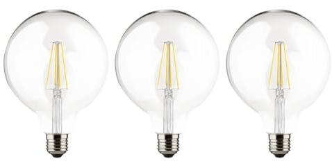 Müller-Licht 3 x LED Filament Leuchtmittel G125 Retro Globe 7W = 60W E27 klar 806lm warmweiß 2700K Ra>90