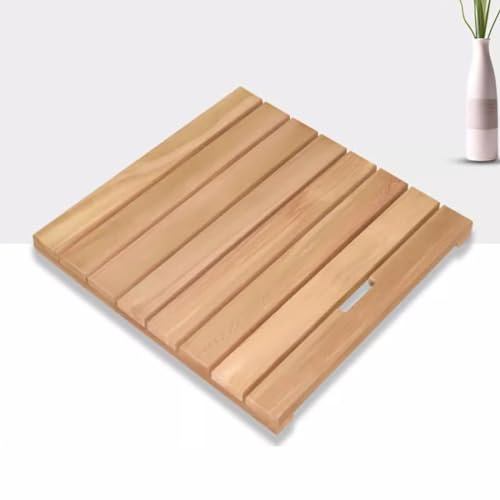 KDDEON Tapis de Bain en Bois Imperméable,Tapis de Bain en Bambou à Lattes,Caillebotis de Douche avec Poignée,Tapis de Sol et Paillasson Robuste,Tapis de Baignoire pour Sauna et Spa (30x45cm/12x18in)