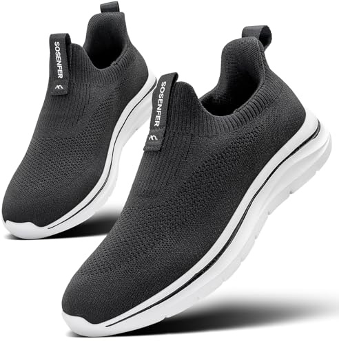 Sosenfer Slip on Sneaker Herren Atmungsaktive Schuhe ohne Schnürsenkel Turnschuhe Bequem Casual Sportschuhe Leicht Gym Walkingschuhe für Herren
