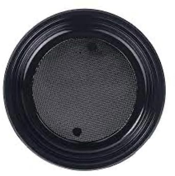 Innclean Plato llano de postre negro reutilizable de plástico, 17 cm, 10 cf x 25 unidades (250 platos)