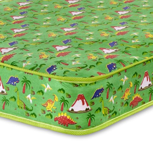 Extreme Comfort The Dreamy Dinosaur Kids Childs Toddlers First Dual Sided Mattress Foam Free With Pinna-Coil Mattress Spring System 6.5/ 16.5cms Deep, 3ft Single 90cms x 190cms