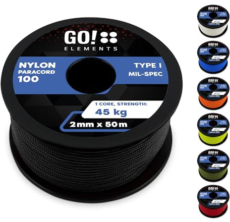 Paracord 100 Typ I | ø 2mm - 3 Kerne - max. 45 kg | 100% Nylonschnur, Seil - reißfest | Allzweckseil, Survival Schnur, Nylonseil, Reepschnur & Maurerschnur