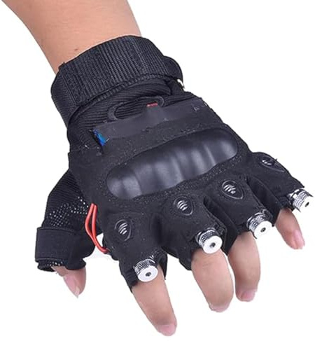 MiBoce Gants Lumineux Beams, Vert/rouge Illuminent Les Gants, Accessoires De Performance Sur Scène Rechargeables À LED, Avec 4 Lampes, Pour Fête, Discothèque, Clubs, Spectacle De Danse, Discothèque