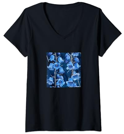 Femme Motif floral jacinthe des bois T-Shirt avec Col en V