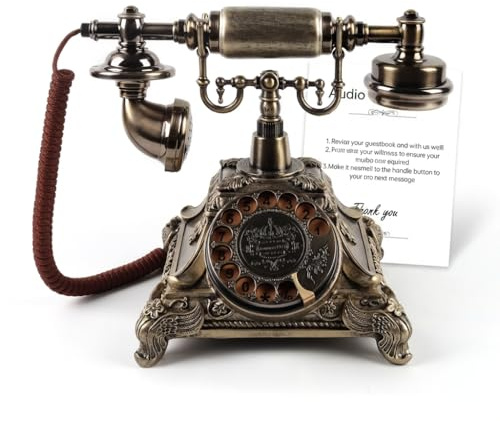 Audio Wedding Guest Book, Customized Recordable Guest Book Phone, Alternative Audio Guestbook for Wedding, Baby Shower, Bridal Shower, Birthday Party, Graduation & Event (Vintage Bronze)