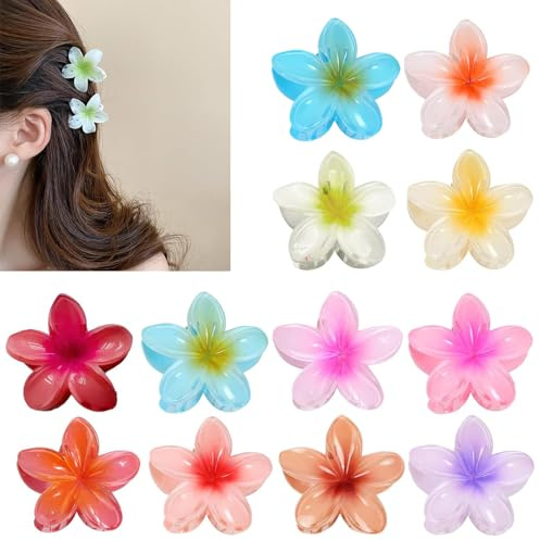 ZkateTrade 12 Stück Blumen Haarklammer Klein Rutschfeste Blumen Haarspangen Flower Hair Clip Blumenhaarklammer zum Fixieren von Haaren für Frauen Dick, Dünn Haar (4 cm)