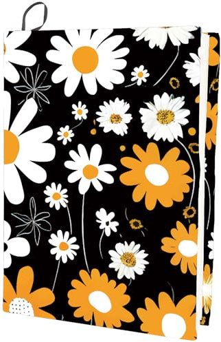 CRASPIRE Funda Elástica para Libros con Diseño de Flores de Margaritas de Abril Lavable Reutilizable de Nailon Grande para Libros de Tapa Dura de 9x11 Pulgada Regalo de Libro de Texto