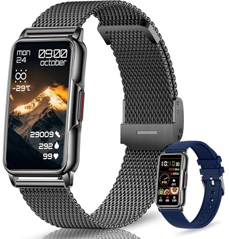 128+ Modes Sportifs Montre Connectée Femme Homme, 1,47HD Montre Femme avec Bluetooth, Météo, Sommeil, Pression Artérielle, SpO2, Fréquence Cardiaque, Rappel Sédentarité, Smartwatch Santé Android/iOS