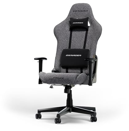 DXRacer Prince L Grau Stoff das Orginal Gaming Stuhl, Schreibtischstuhl, Bürostuhle, Office Chair, Drehstuhl für PC Gamer