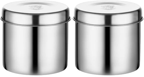 Cabilock Contenedores De Almacenamiento De Alimentos De Acero Inoxidable Herméticos 2 Piezas 7.1X7.1X7.1 Pulgadas Recipientes Con Tapa Para Cocina Laboratorios Comedores