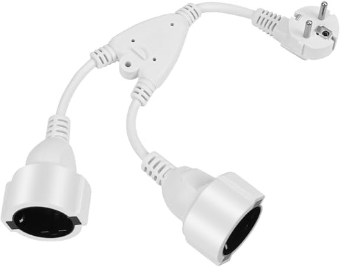 Gaethra Doppelstecker, 2 in 1 nadapter mit Flexible Kable, 250 V, 16 A, 3680 W, PVC-Isolierung, Zweifachstecker für Haus, Büro, Küche, Weiß