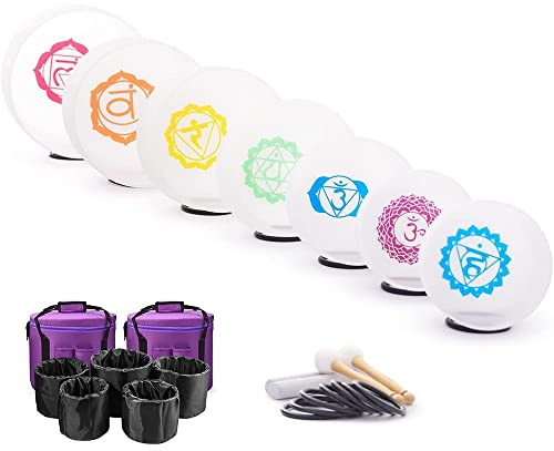 Juego De Cuencos Tibetanos De Cristal De Cuarzo De 6 A 12 Pulgadas, For Terapia De Sonido, Yoga, Reducción Del Estrés, Decoración De Habitaciones, Oración, Con Bolsa De Transporte(440hz)