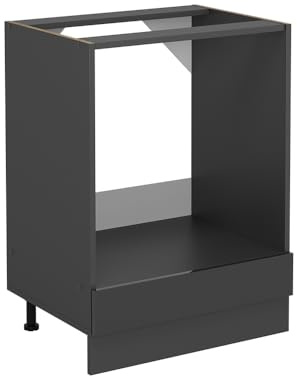 Vicco Herdumbauschrank R-Line, Anthrazit Hochglanz, 60 cm | ✓ Backofennische · Ohne Arbeitsplatte · Höhenverstellbare Füße · ✓ Frei kombinierbar · Einfache Integration ✓