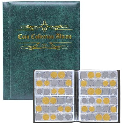 480 pezzi Tasche RaccoglitoreMonete,Albumdimonete,Collezione di monete,Pezzo da collezione di album, Album Della CollezioneDiMonete,Per Monete Di Varie Dimensioni,Riporre Monete (verde)