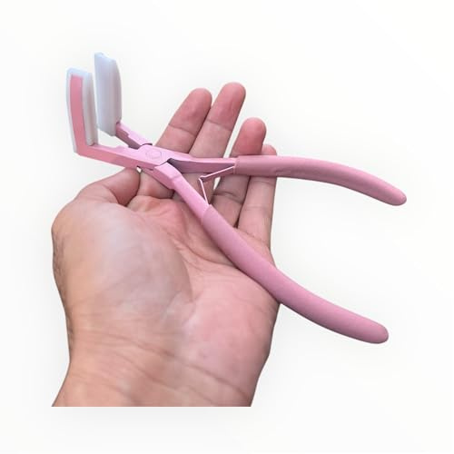 Tape-in Hair Extension Pliers | 7.5-Inch Sealing Tool for Hair Stylists | Flat Surface Sealing Clamp Plier for Tape Extensions. (Pink, Large)