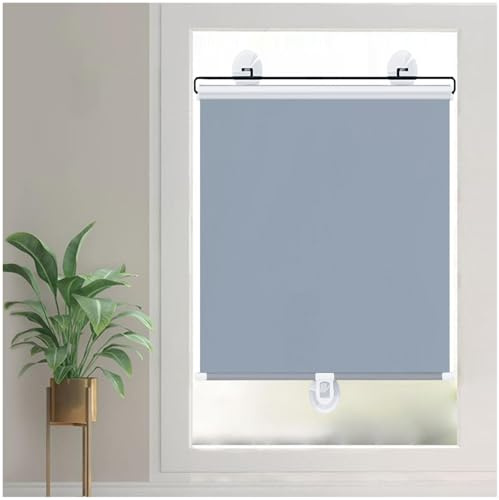 Sonakia Blackout Roller Shades With Suction Cups, Sunshade Roll Up Blinds, Suction Cup Roller Blinds Without Drilling, Privacy Curtains, Temporary Blinds, 30-80cm Wide,grey-72x100cm/28 * 39in