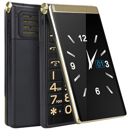 Telefono Cellulare A Conchiglia per Anziani, Cellulare Sbloccato con Doppio Schermo 4G, Pulsanti Grandi, Schermo Grande, Volume Torcia Led, Telefono Dual Standby, Regali per Bambini Anziani Minimalis