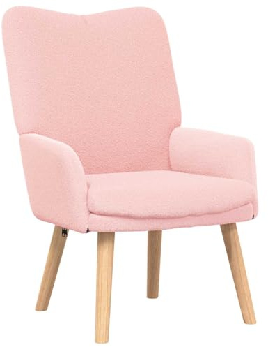 vidaXL Sessel Rosa 63 x 67 x 94 cm Schafstoff und Sperrholz | Bietet großartigen Komfort und Unterstützung, Weicher Polyesterstoff sorgt für ein angenehmes Chill-Gefühl, Modernes Design,