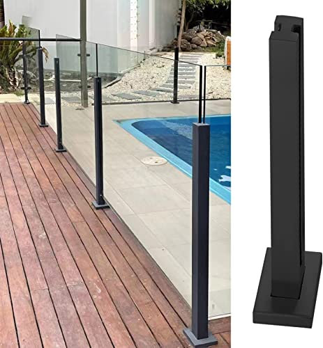 Poteau de balustrade carré en verre pour terrasses extérieures, kit de serrage pour balustrade en verre pour montage au sol, système de balustrade en verre pour plates-formes de terrasse et corridoret