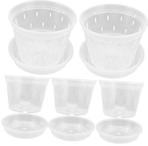 Toddmomy 5 Ensembles Pots de Fleurs Transparent de Pots Racines pour Orchidées Plantes pour Décorations Intérieures Jardinage