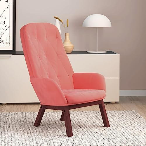 Tonture Relaxsessel Rosa Samt, Samtstoff Polsterstuhl mit Holz-Metallrahmen, 70x77x98cm, gemütlicher Lounge Sessel für Wohnzimmer, Schlafzimmer, Leseecke