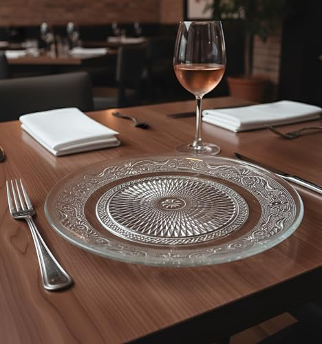 Plato de Vidrio Phoenix 25cm – Set de 6 Unidades – Elegancia y Resistencia – Ideal para Presentación de Comidas y Eventos