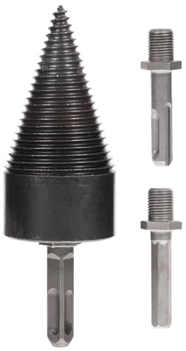 COLLBATH Wood Splitter Drill Bit Deep Thread Firewood Splitter Drill for Oak Hickory Walnut Sycamore with Hex Shank Adapters Steel Material Easy Woodworking Tool for Home and Outdoor Use