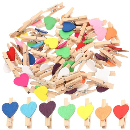 NUOBESTY 100 Pezzi Mollette Decorative in Legno Mini per Foto e Lavoretti Mollette Colorate Piccole per Vestiti e Clip per Immagini Accessori Versatili per Decorazioni Casa e Artigianato