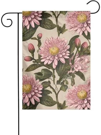 Decorazione da giardino bandiera da giardino 30,5 x 45,7 cm WHJSSF Blooming crisantemi Modello spesso e resistente all'usura per vasi da fiori da giardino e prati