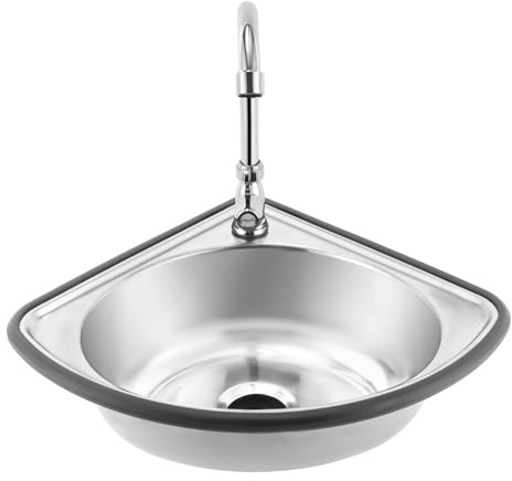 Corner & Wall-Mount Bathroom Sink – Pedestal Wash Basin for Hands, Food & Dishes – Compact Sink for Kitchen, Bar & Restaurant Use