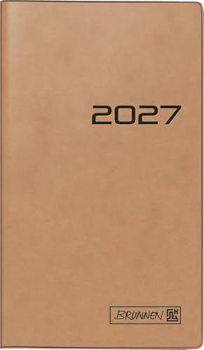 BRUNNEN Taschenkalender Mod. 753 2027 | A6, Karton, braun