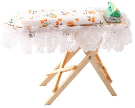 KIXZSAZ Accesorios de Planchado para casa de muñecas, Tabla Planchar 1:12, Muebles Forma única, Regalo para Amantes Las Casas muñecas en Miniatura, Muebles lavandería 1:12 para jardín