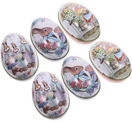 HORIALENCE 6 Boîtes à Dragées D'œuf de Pâques en Fer, Design Unique et Surface Lisse, Faciles à Transporter pour Fêtes de Pâques Décoratives