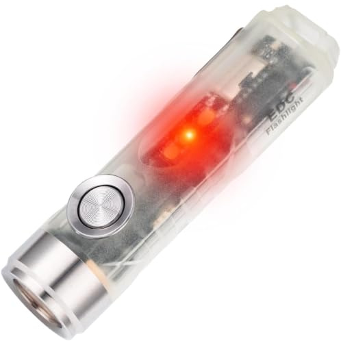 RovyVon A5r USB C Rechargeable Torch Mini Super Bright 650 Lumen EDC Keyring Torch with Red Sidelight Glow in The Dark for Camping,Hiking,Outdoors and Emergency