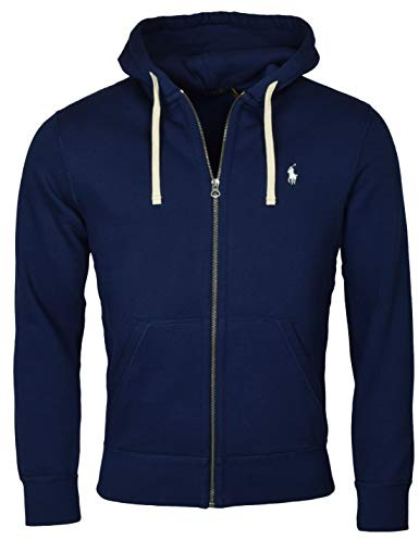 Polo Ralph Lauren Klassischer Herren-Kapuzenpullover aus Fleece mit durchgehendem Reißverschluss, Neu, Marineblau, Large