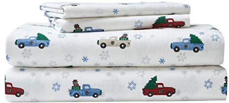 Eddie Bauer - Sábanas King, Juego de Cama de Franela de algodón, Cepillado para Mayor suavidad, decoración acogedora del hogar (Salida de Invierno, King)