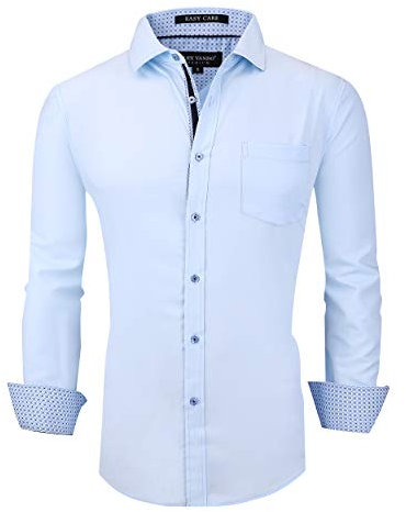 Alex Vando Mens Wrinkle Free Regular Fit Elastic Bamboo Button Down Dress Shirts, r.blue, L