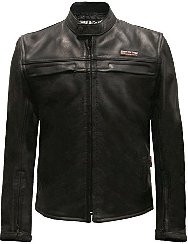 Skintan - Giacca da Motociclista in Pelle per Bambini, Colore: Nero Nero Altezza 170 cm (15 Anni)
