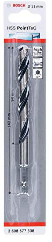 Bosch Professional 1x Foret Hexagonal HSS PointTeQ (pour métaux, Ø : 11,0 mm, longueur totale : 142 mm, emmanchement hexagonal de ¼, accessoires pour visseuse à percussion et perceuse-visseuse)