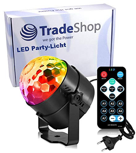 Discokugel LED Party Lampe Partylicht mit 3 Farbe RGB Musikgesteuert Lichteffekte 360° Drehbares Discolampe mit Fernbedienung für Weihnachten, Party, Kinder
