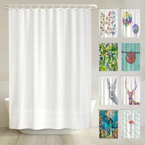 arteneur Premium Anti-Schimmel Duschvorhang 180x180 cm Schnee Weiß | Struktur-Stoff mit Waffel-Muster, 100% Polyester, 40°C Maschinenwäsche, blickdicht, OEKO-TEX 100, mit 12 Edelstahl-Ringen