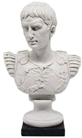 Busto Statua Design: Cesare Augusto Ottaviano (Imperatore Romano) - Riproduzione busto, scultura in marmo e resina - circa 15 cm, 350 gr. - Prodotto in toscana, Design Made in Italy - Idea Regalo Casa