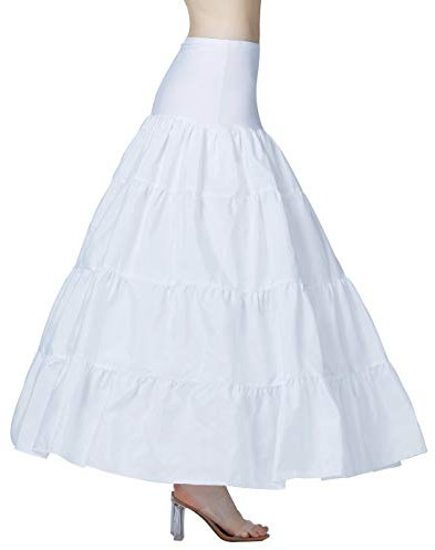 BEAUTELICATE Women's Petticoat Crinoline Underskirt Long A-line Vintage for Wedding Bridal Evening Dress Cosplay Costume(White - 3 Hoops & 1 Layer Cover, 22-24)