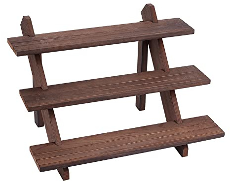 NBEADS 3-Tier Retail Earring Display Riser, Coffee Colour Earring Ring Holder Detachable Wood Retail Jewelry Card Display Stand with Groove for Crafts Jewelry Storage Display Collection, 39x31x25.7cm