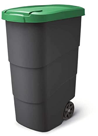 Prosperplast Wheeler 90L Müllbehälter mit Rädern und Deckel Mülltonne Müllgroßbehälter Großmülltonne Universaltonne Kunststoff (Grün)