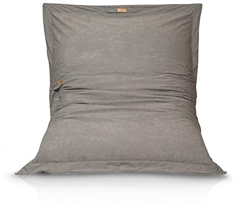 Riesen-Sitzsack Größe XXL 360L Kinder & Erwachsene Bean Bag EPS Perlen Füllung Sitzkissen Sessel Bodenkissen 192x146 cm + 2Gratis-Kissen (grau)