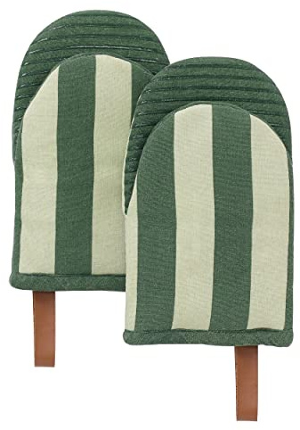 Folkulture Oven Mitts- 2er Set | Hitzebeständige Silikon Ofenhandschuhe Küchenzubehör Für Kochen Mit Aufhängeösen|Grün Waschbar, Kein Ausrutschen topfhandschuhe for Küchenutensilien, Kochgeschenke